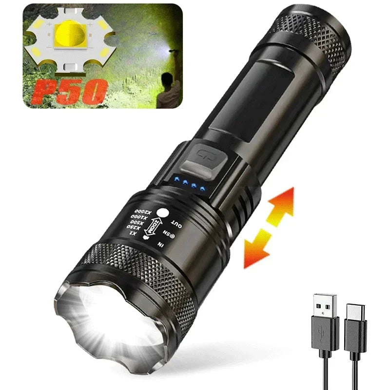 Ultra Bright Tactical Light With Built-in Battery